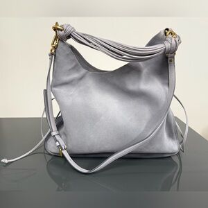 Stuart Weitzman Laela Shoulder Crossbody Handbag Suede Light Blue